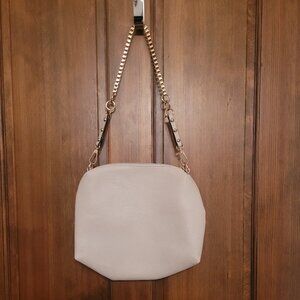 Faux Leather Beige Purse With a Gold Chain Strap